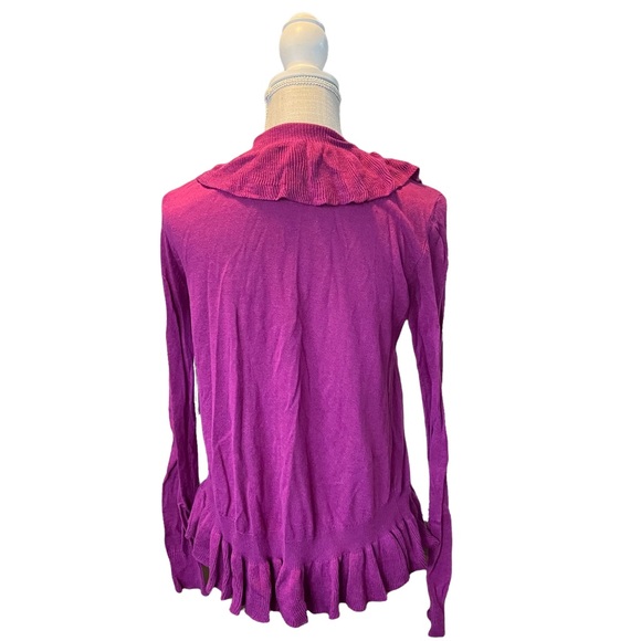 Byron Lars Violet Ruffle Open Cardigan - Picture 4 of 11